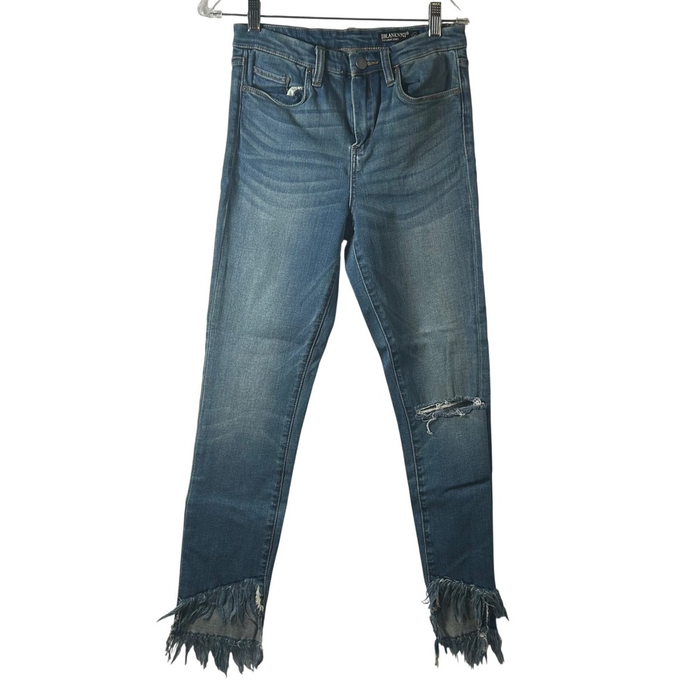 BLANKNYC The Great Jones High Rise Skinny Jeans Distressed Frayed Hem Size 27